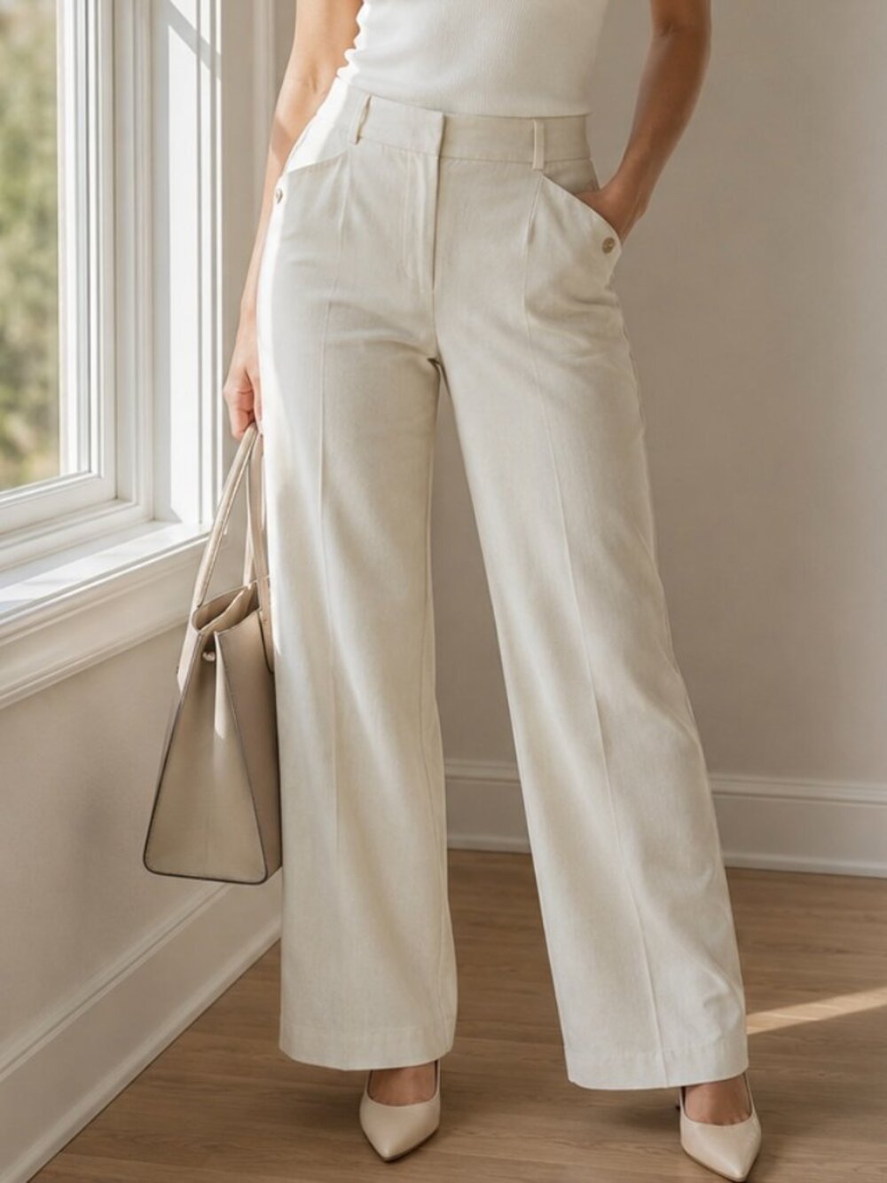 The Limited Cassidy Fit Beige Pinstripe Bootcut Dress Pants 12